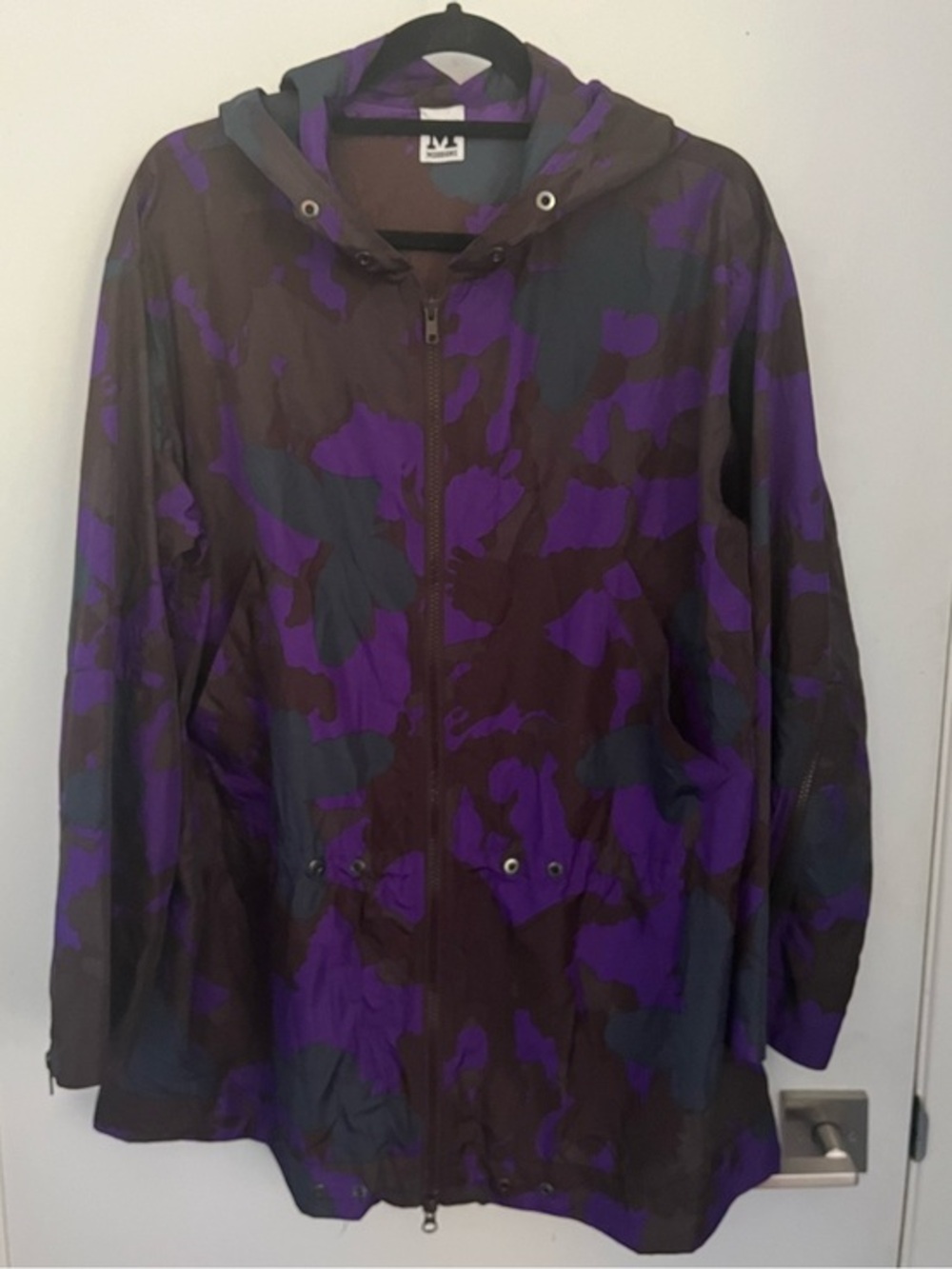 M Missoni Purple Brown Abstract Floral Lightweight Hooded Jacket Medium